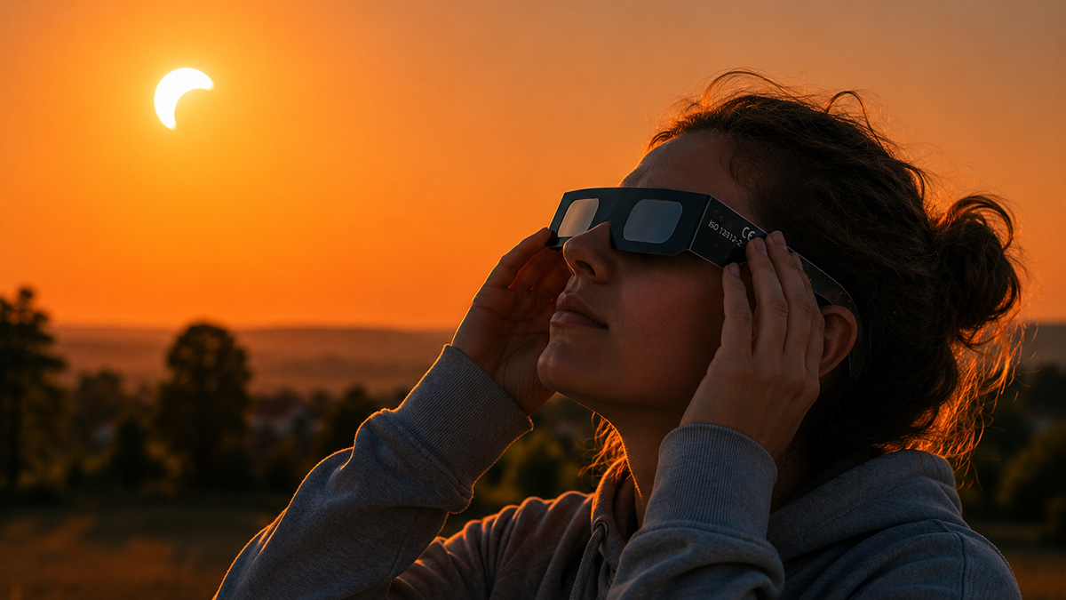 Sonnenfinsternis mit geeigneter SoFi-Brille sicher beobachten